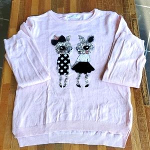 H&M Girls' Hi-Low Bunnies Sequin Sweater. Size 8-10Y